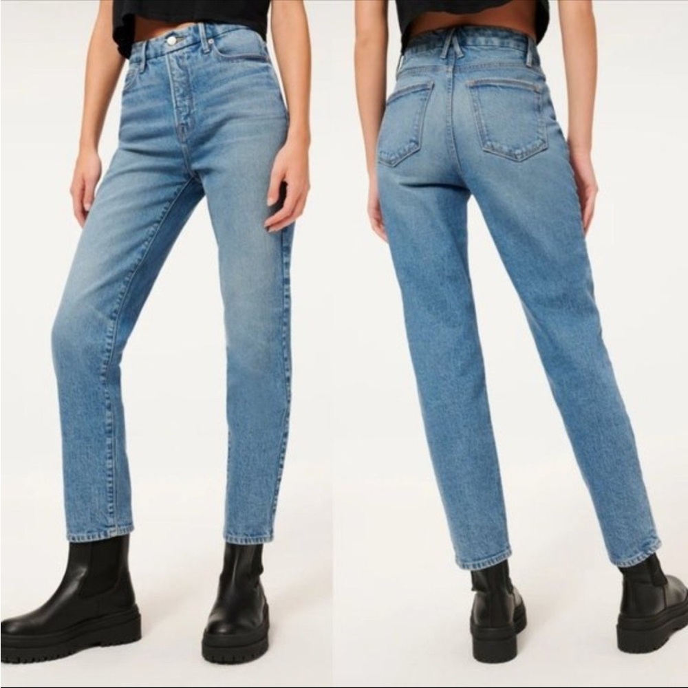 GOOD AMERICAN Good Vintage Ankle Jean Straight Leg Medium Wash Size 6 28 New